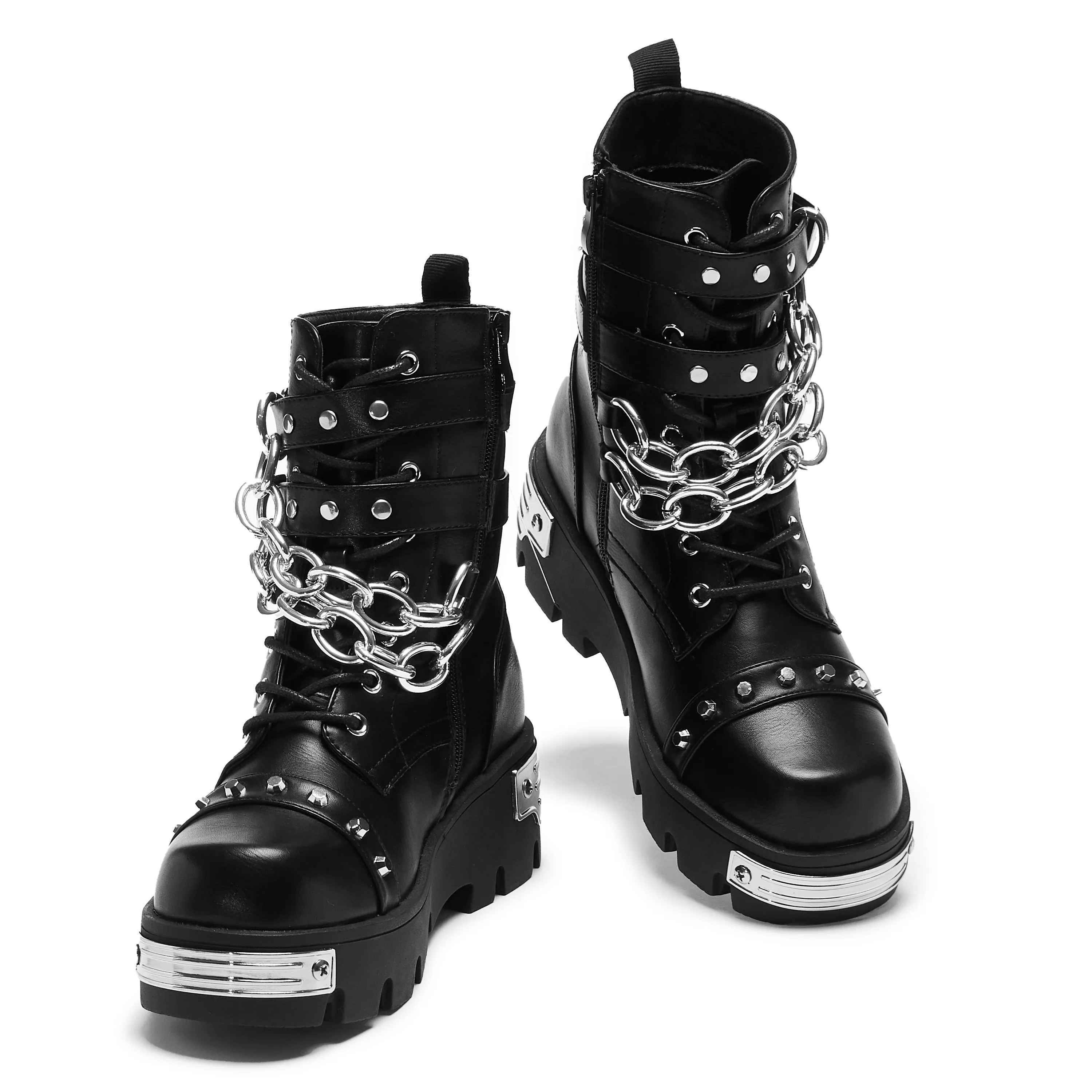 Shackled Shadows Heavy Duty Chain Biker Boots - Black sold by Koi Footwear product image thumbnail 4