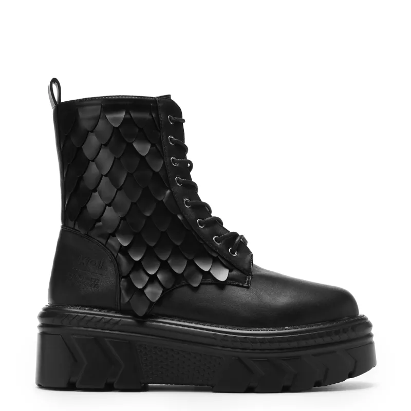 Draco Scale Chunky Stomper Boots - Black sold by Koi Footwear