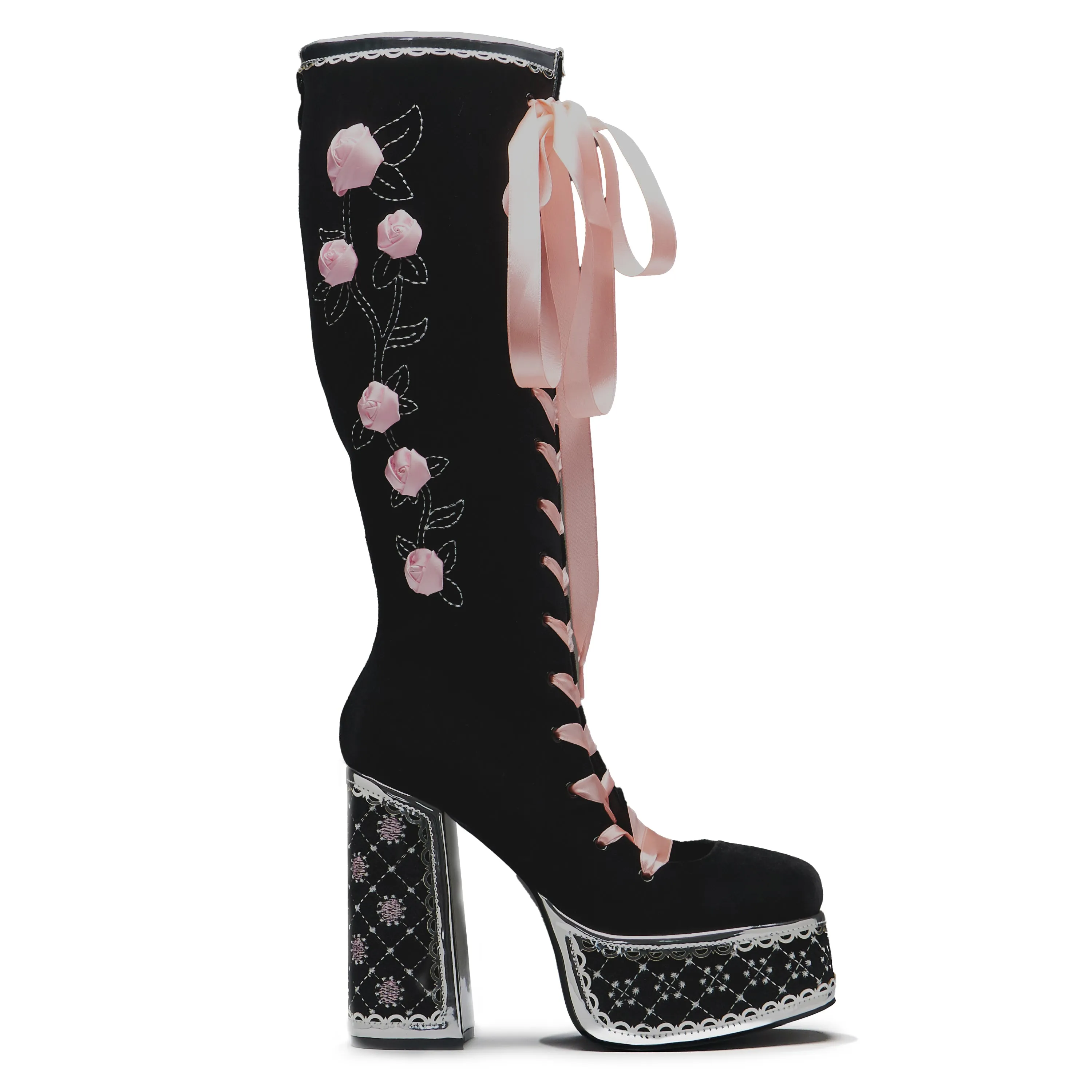 Guiltless Ghost Lace Up Platform Long Boots - Black sold by Koi Footwear product image thumbnail 2