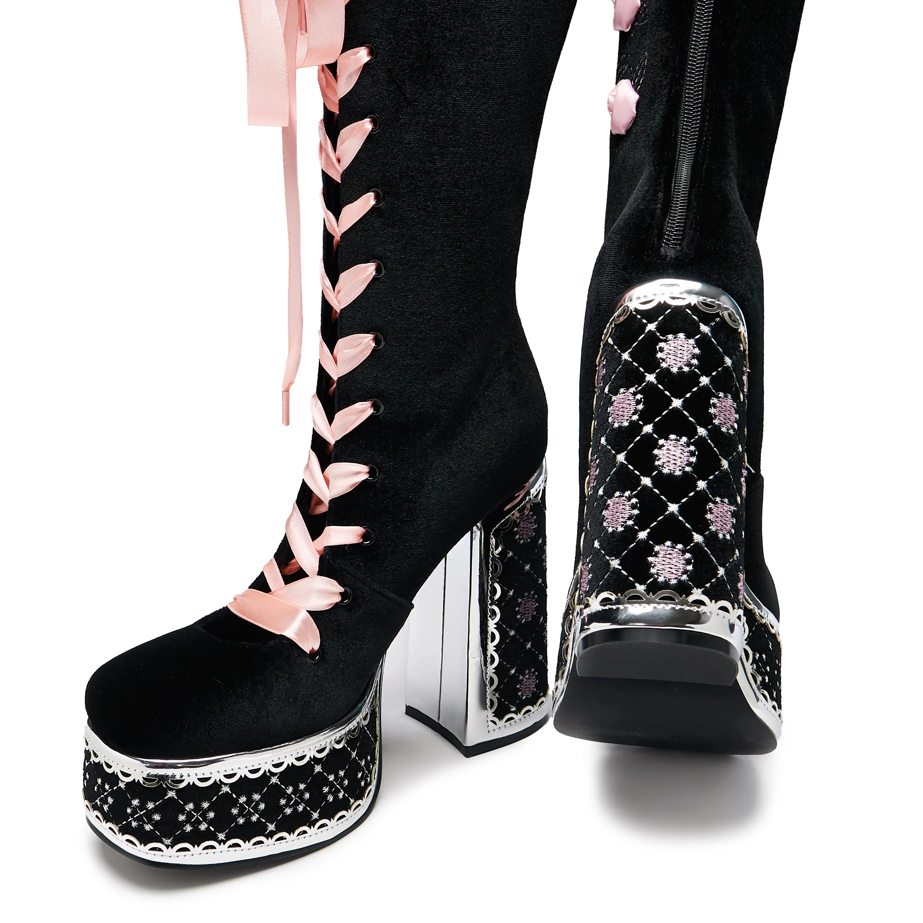 Guiltless Ghost Lace Up Platform Long Boots - Black sold by Koi Footwear product image thumbnail 4