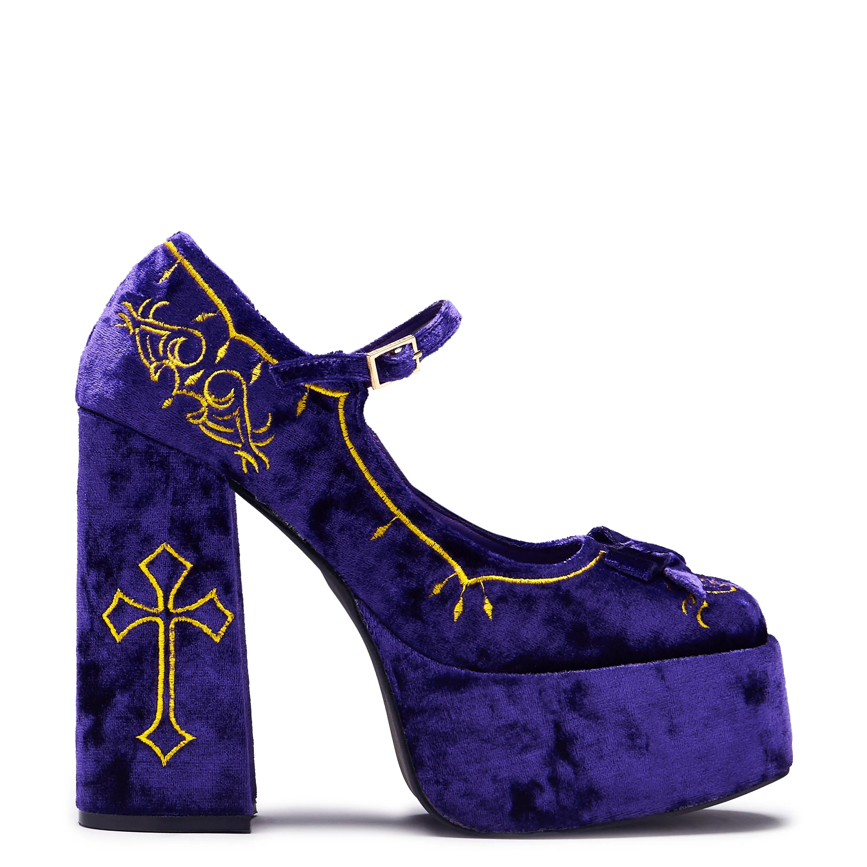 Royal Manor Velvet Platform Heels - Purple sold by Koi Footwear