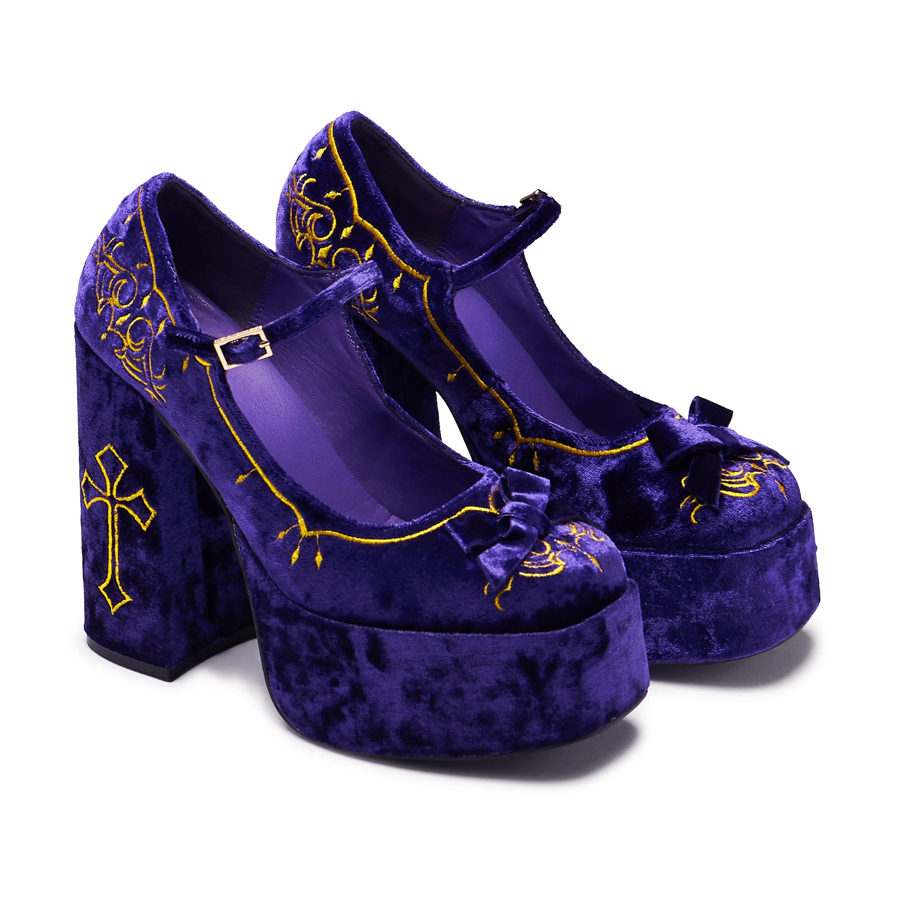 Royal Manor Velvet Platform Heels - Purple sold by Koi Footwear product image thumbnail 3