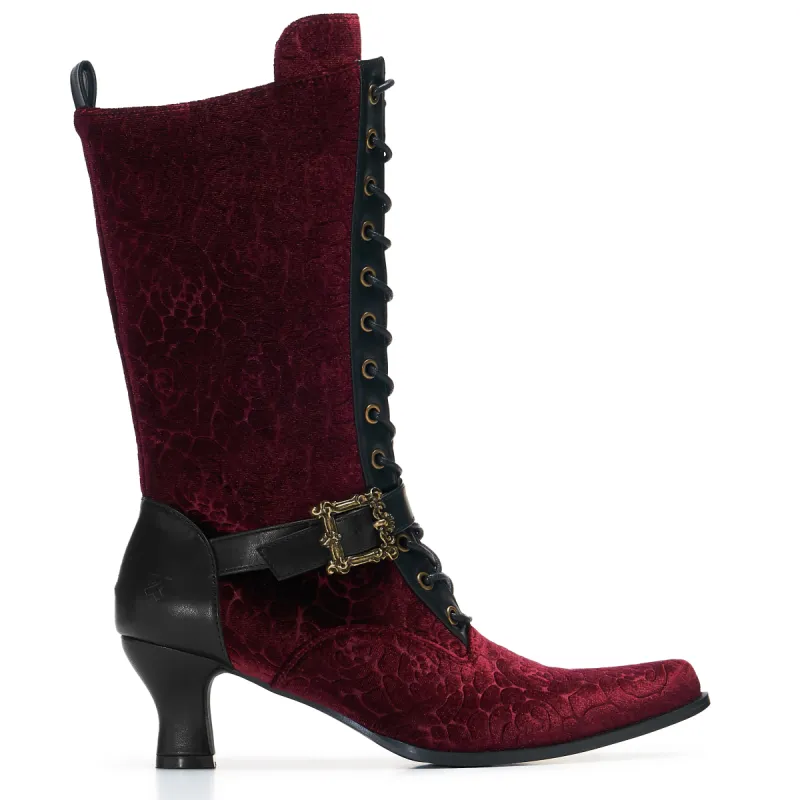 Timeless Truths Ornate Victorian Boots - Burgundy sold by Koi Footwear
