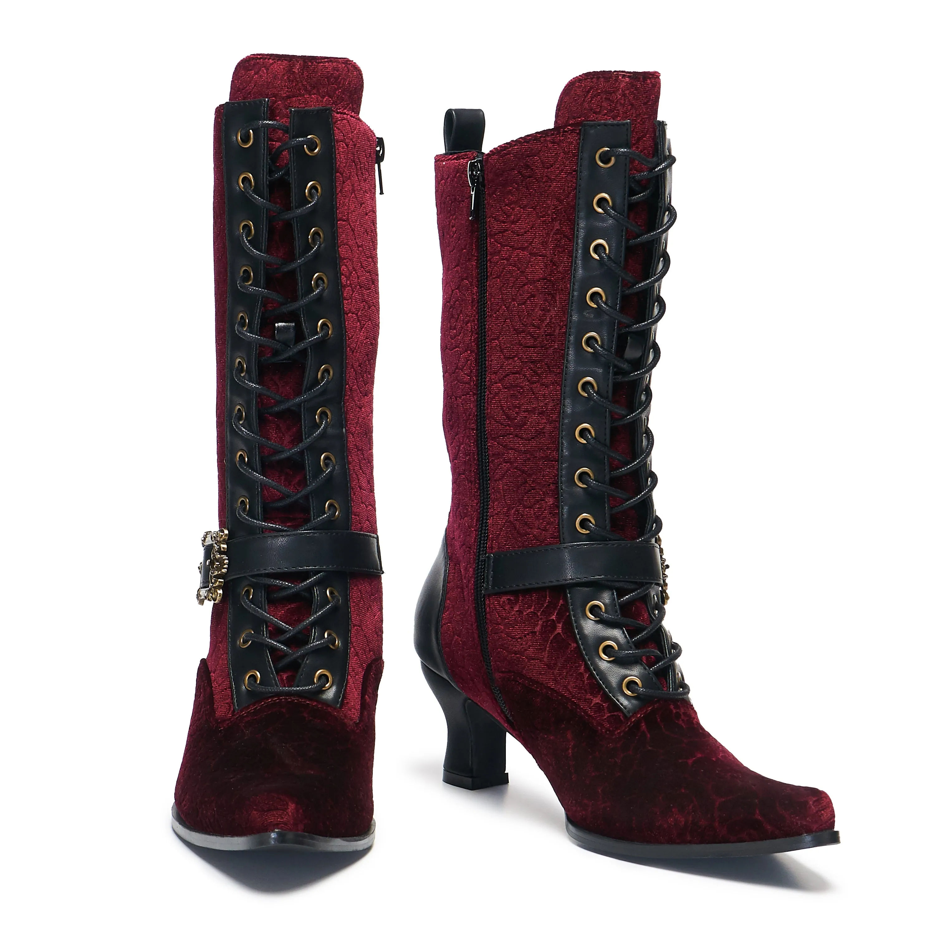 Timeless Truths Ornate Victorian Boots - Burgundy sold by Koi Footwear product image thumbnail 4