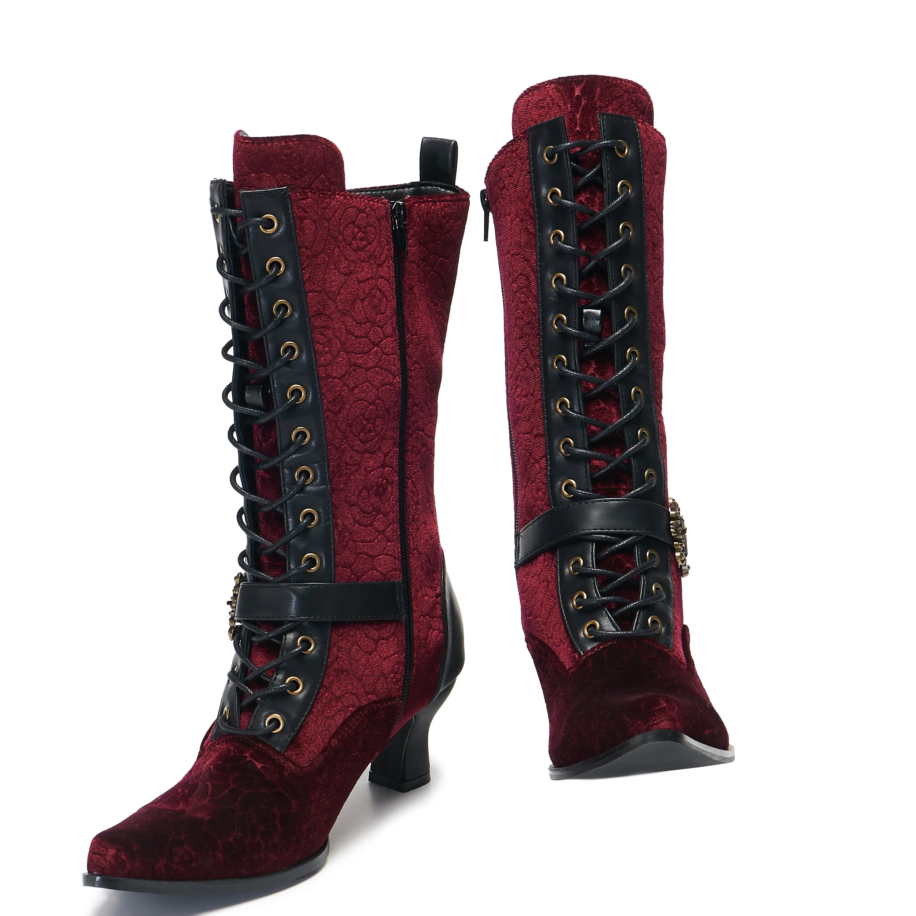 Timeless Truths Ornate Victorian Boots - Burgundy sold by Koi Footwear product image thumbnail 5