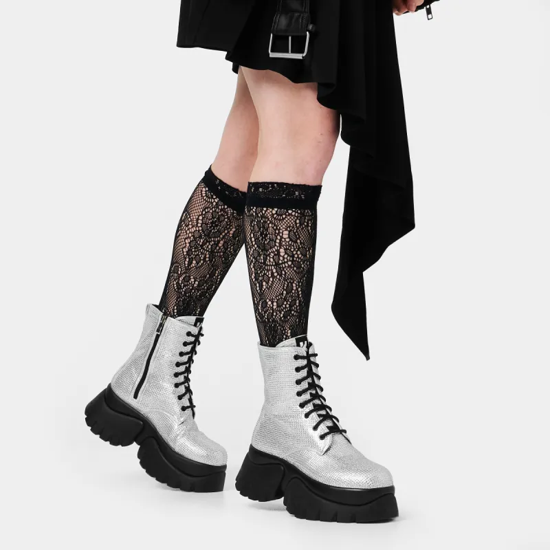 Vampire Skin Platform Glittering Boots sold by Koi Footwear