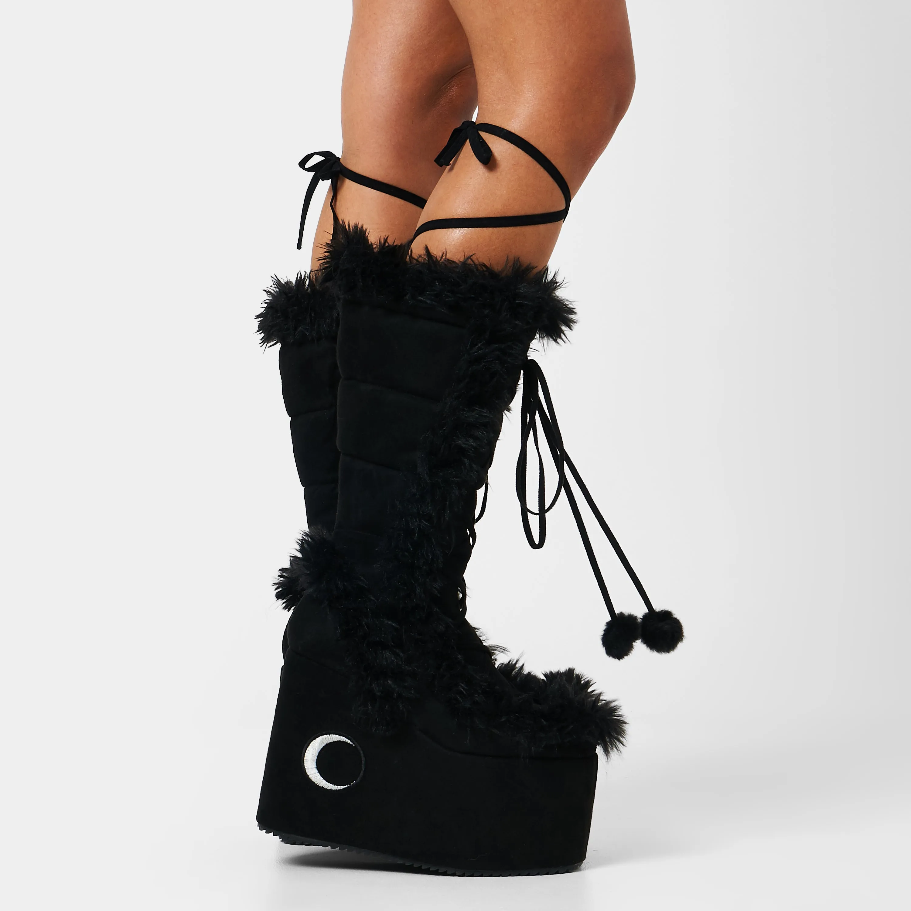 La Push Crescent Platform Faux Fur Long Boots - Black sold by Koi Footwear product image thumbnail 4