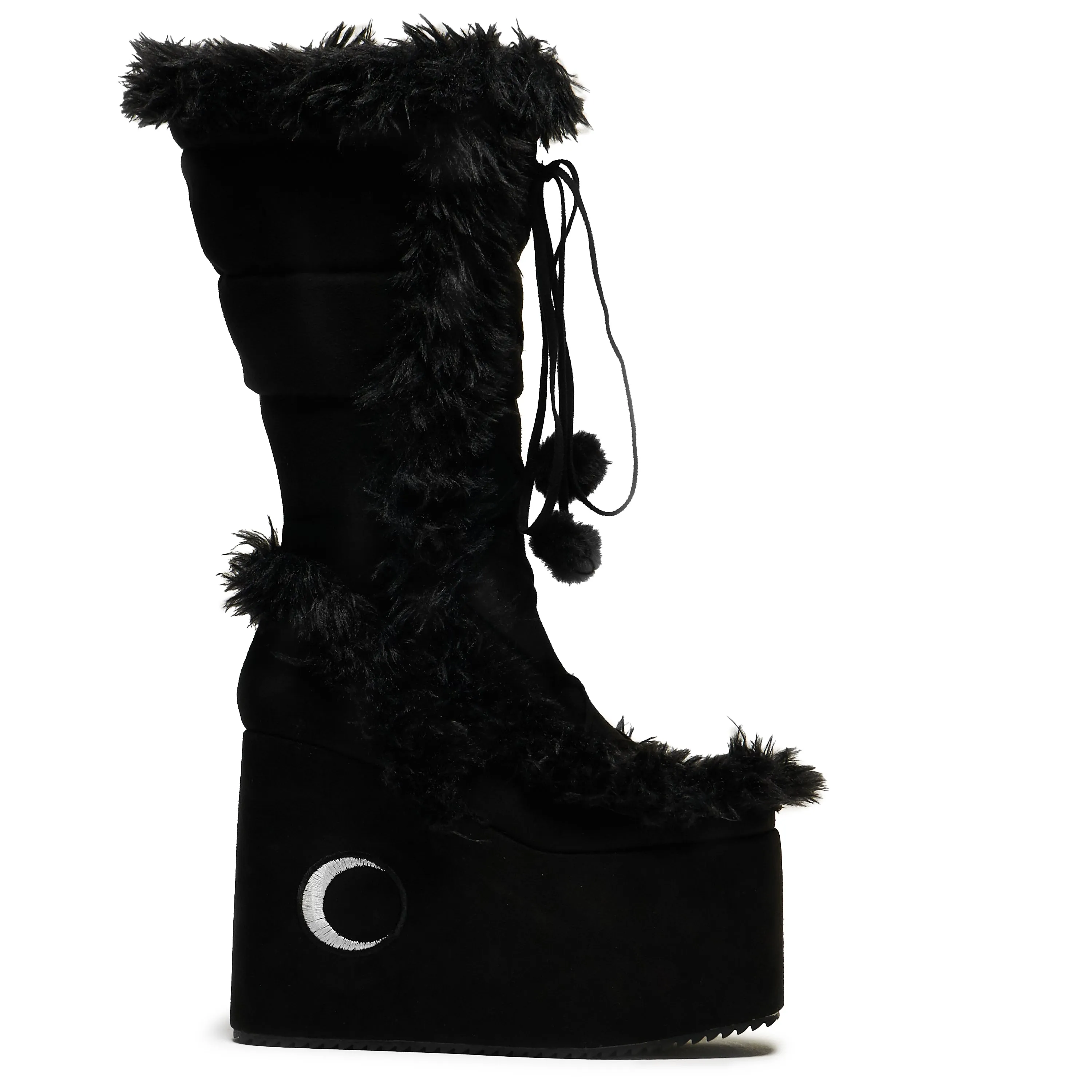 La Push Crescent Platform Faux Fur Long Boots - Black sold by Koi Footwear product image thumbnail 2