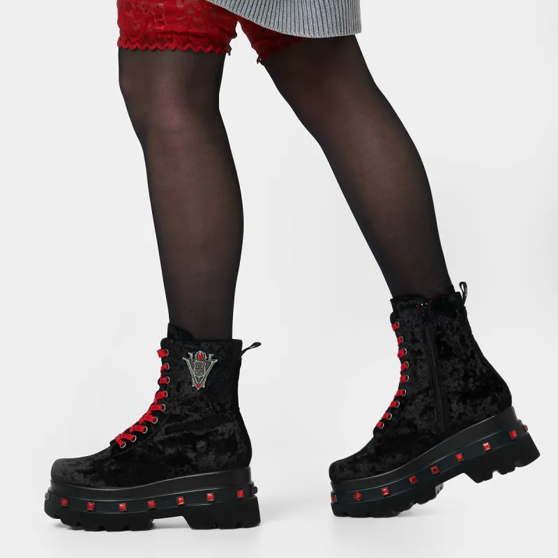 Volterra Velvet Crow Platform Boots sold by Koi Footwear