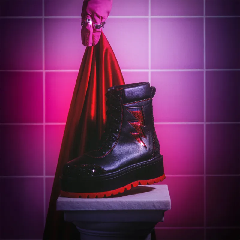 The Time Warp Platform Boots - Black made by Koi Footwear