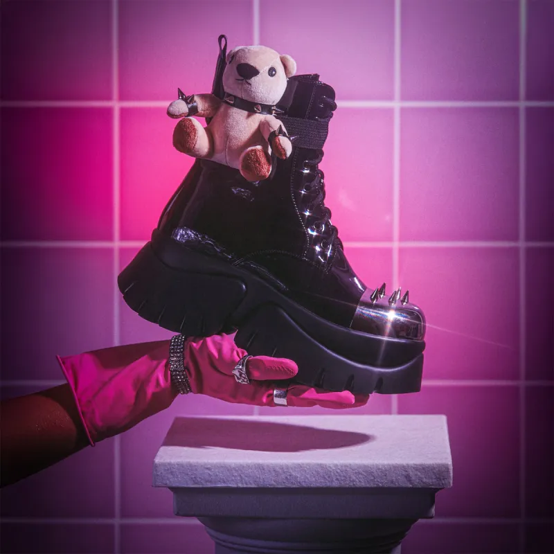 Eddie’s Teddy Platform Spiked Boots - Black made by Koi Footwear
