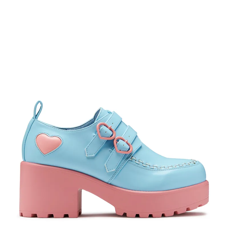 Cotton Candy Dreamscape Oxford Platform Shoes - Blue made by Koi Footwear