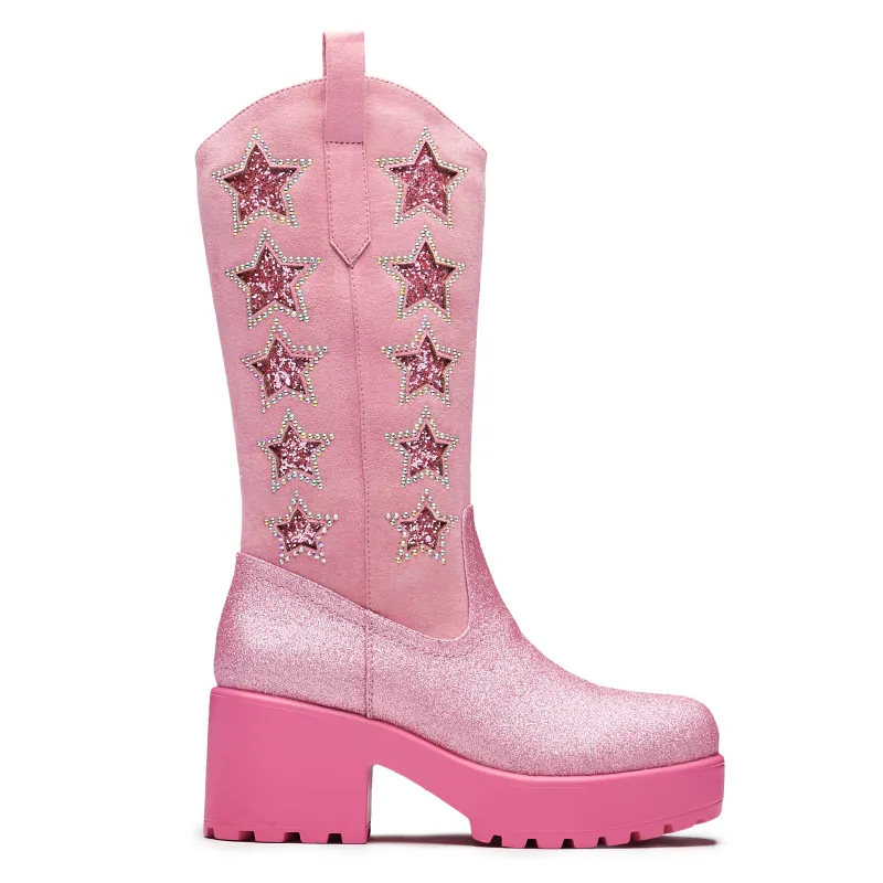 Pastel Supernova Chunky Cowboy Boots - Pink sold by Koi Footwear