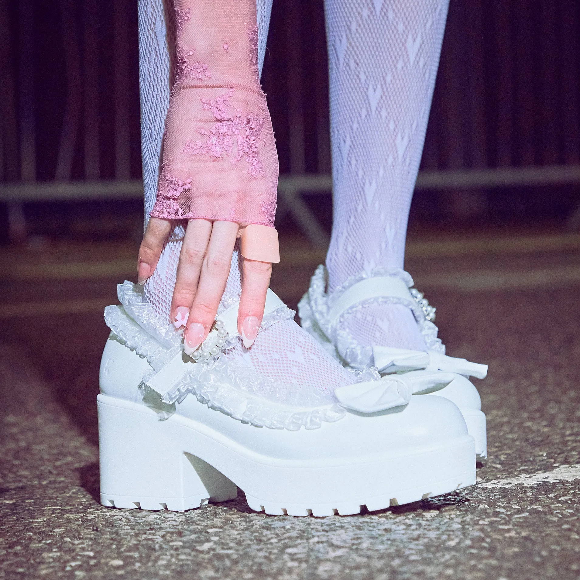 Tira Ruffle Mary Janes ‘ Porcelain Delights Edition’ sold by Koi Footwear