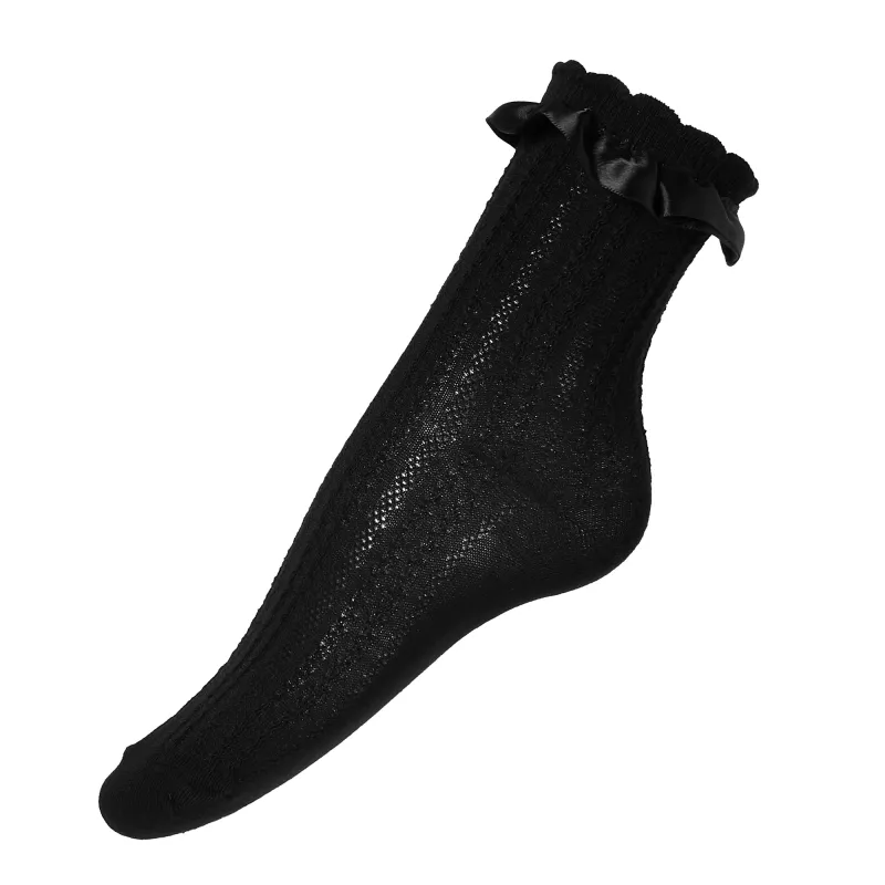 Divine Ruffle Black Socks sold by Koi Footwear
