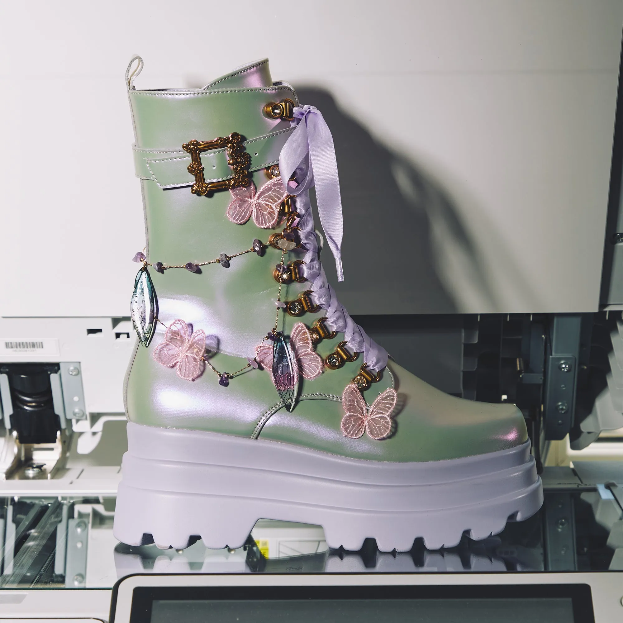 Nature's Flurry Trident Platform Boots - Purple sold by Koi Footwear