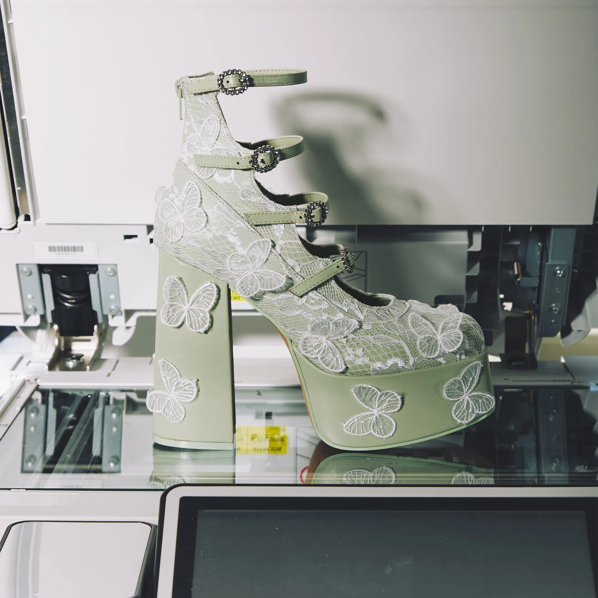 Wild Lotus Butterfly Lace Platform Heels - Green sold by Koi Footwear product image thumbnail 3