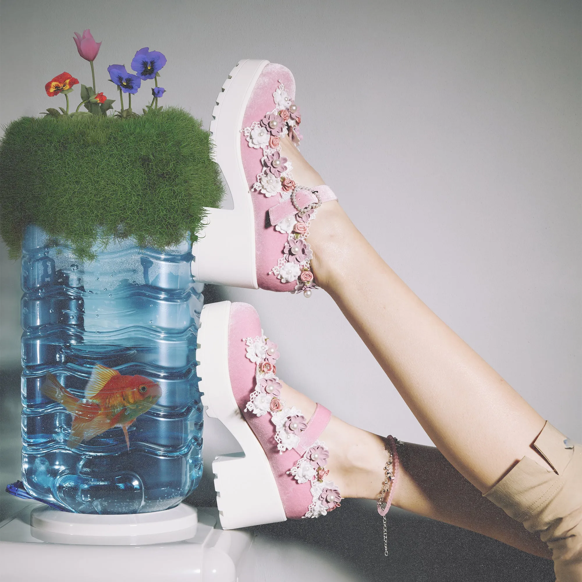 Tira Pink Mary Janes ‘Fairy Powder Edition’ sold by Koi Footwear