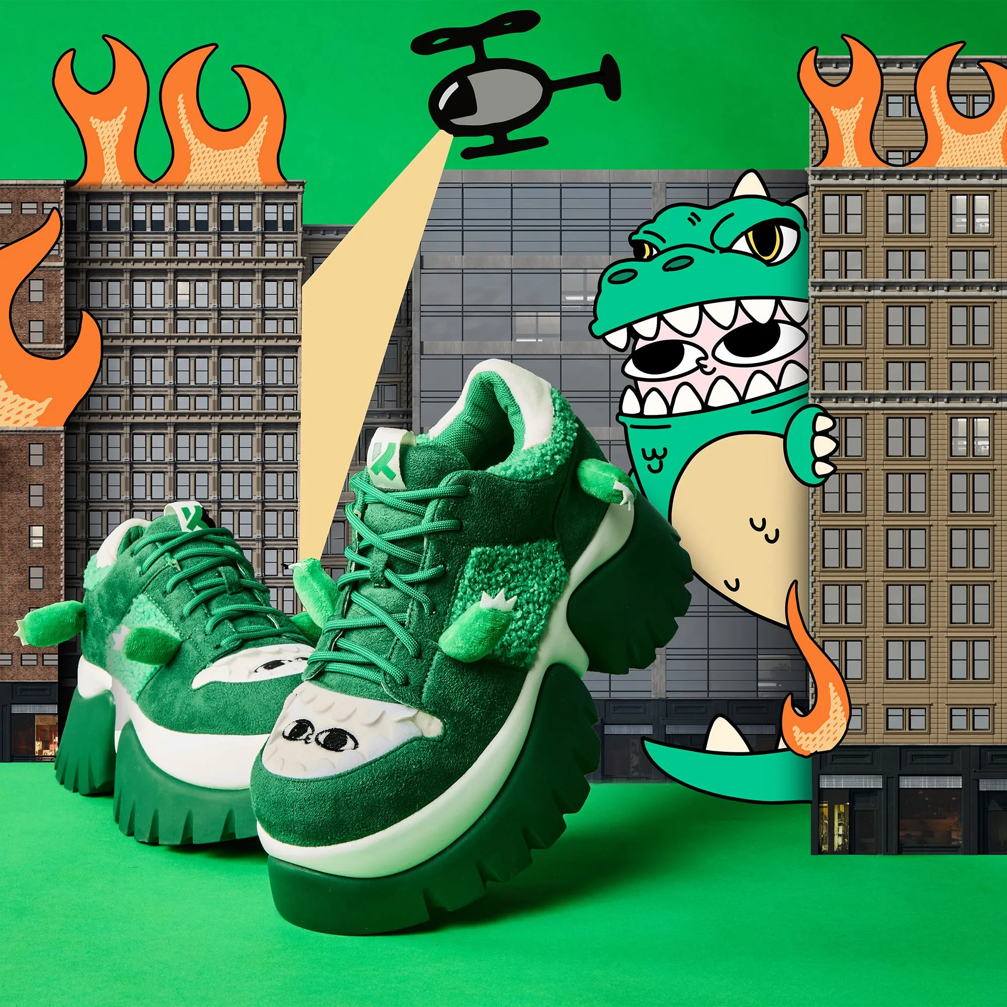 Beanzilla Platform Trainers - Green sold by Koi Footwear