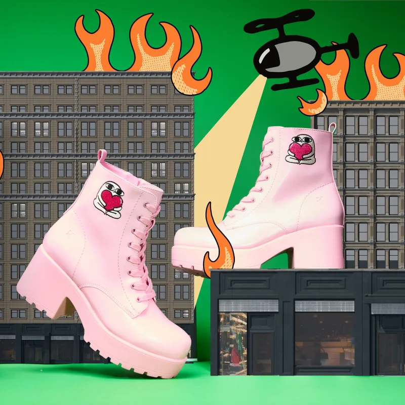 Love Urself Ketnipz Lace Up Boots - Pink sold by Koi Footwear