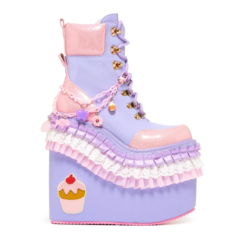 Cupcake Towers Platform Boots - Purple sold by Koi Footwear