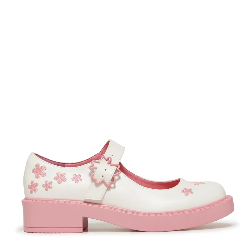 Sakura Miku Cherry Blossom Mary Janes - White sold by Koi Footwear