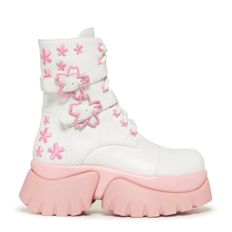 Sakura Miku Cherry Blossom ‘Monster’ Boots - White sold by Koi Footwear