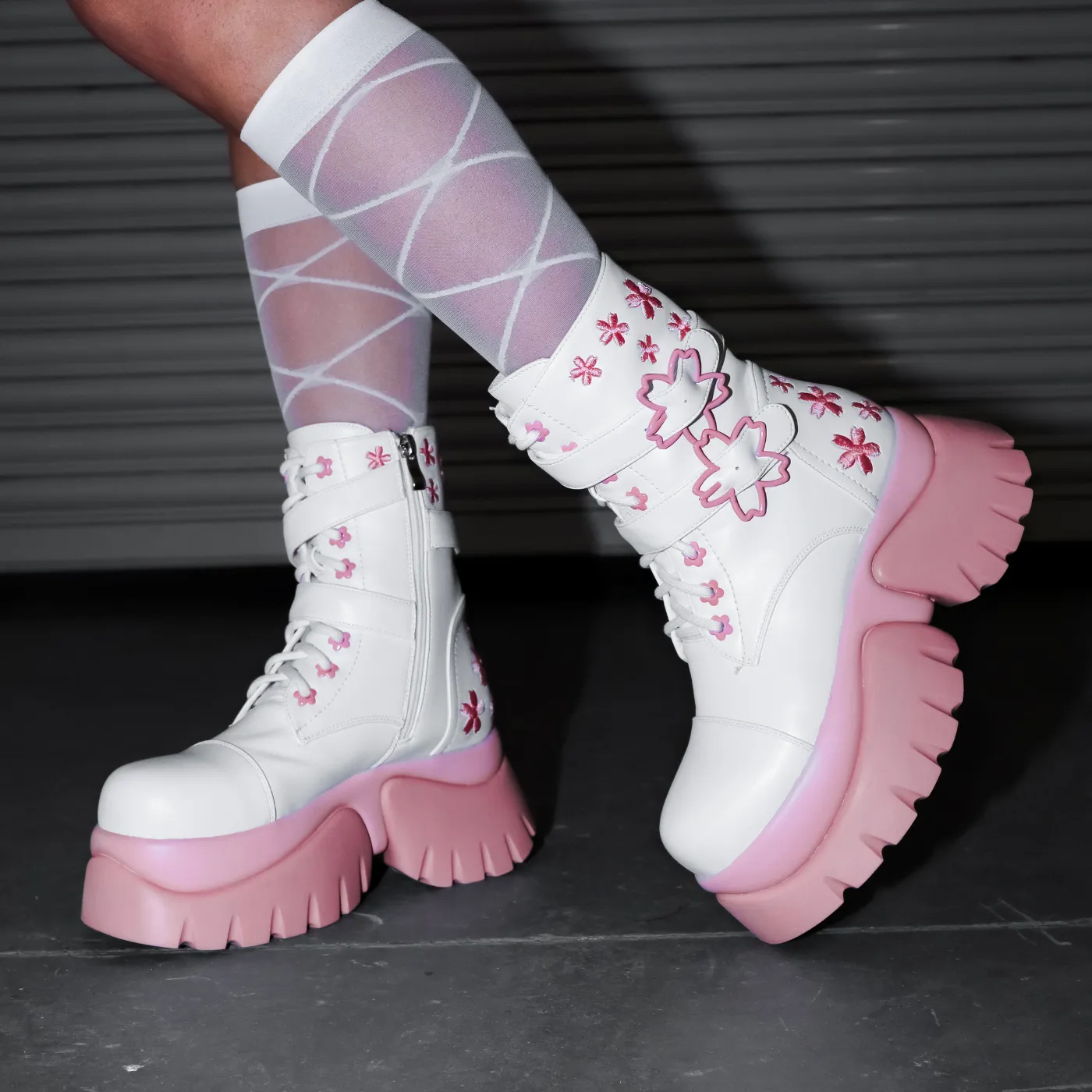Sakura Miku Cherry Blossom ‘Monster’ Boots - White sold by Koi Footwear product image thumbnail 5