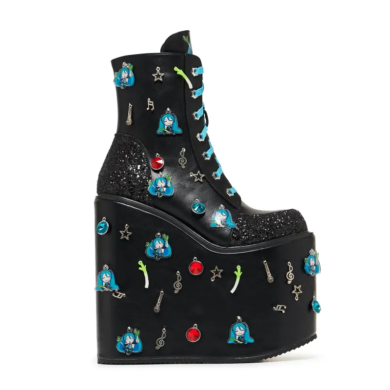 Musical Leek Miku Mega Platform Charm Boots sold by Koi Footwear