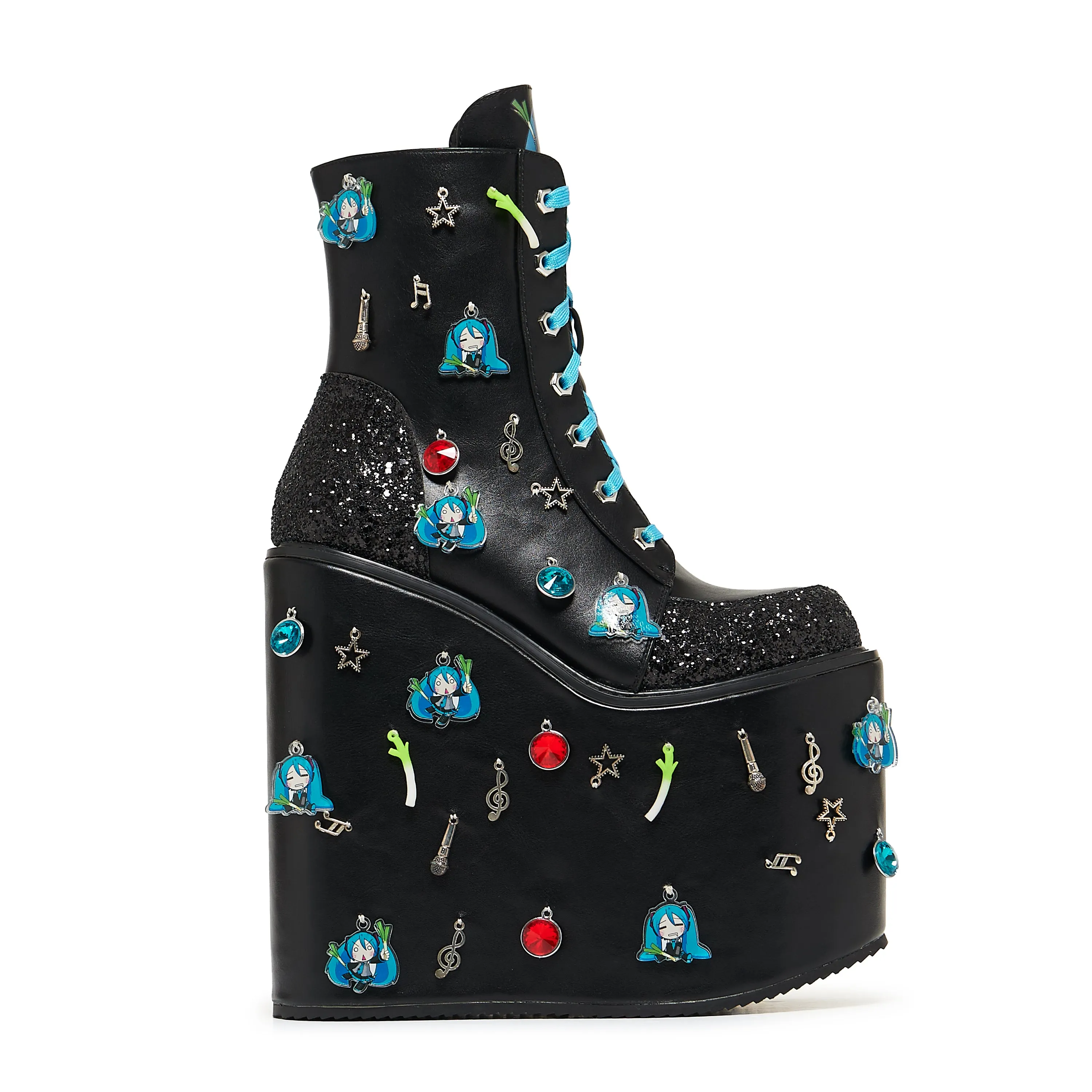 Musical Leek Miku Mega Platform Charm Boots sold by Koi Footwear