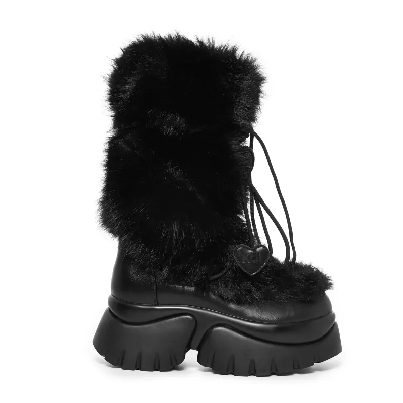Midnight Sasquatch Fluffy Boots - Black made by Koi Footwear