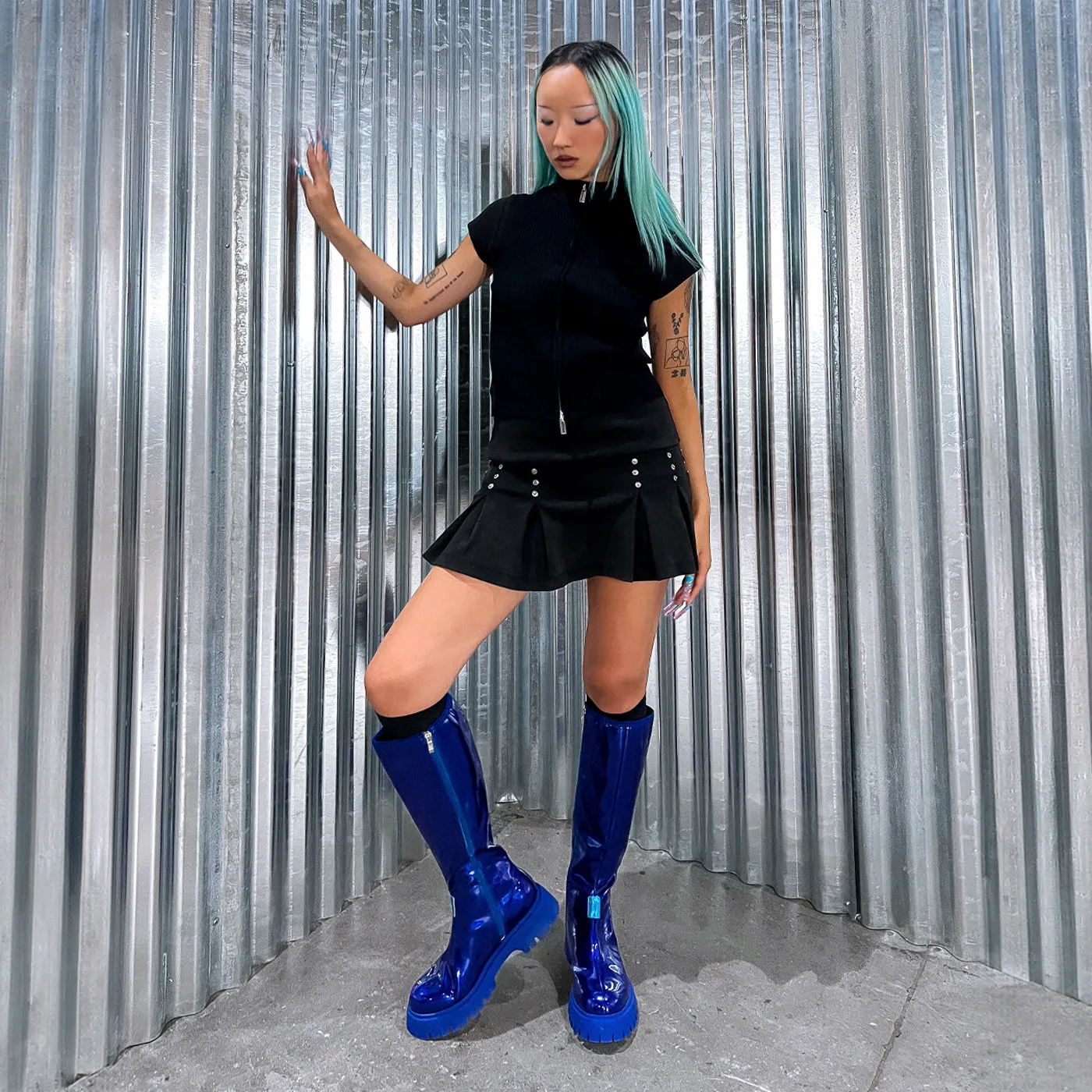 KAITO Polished Long Boots - Blue sold by Koi Footwear product image thumbnail 5