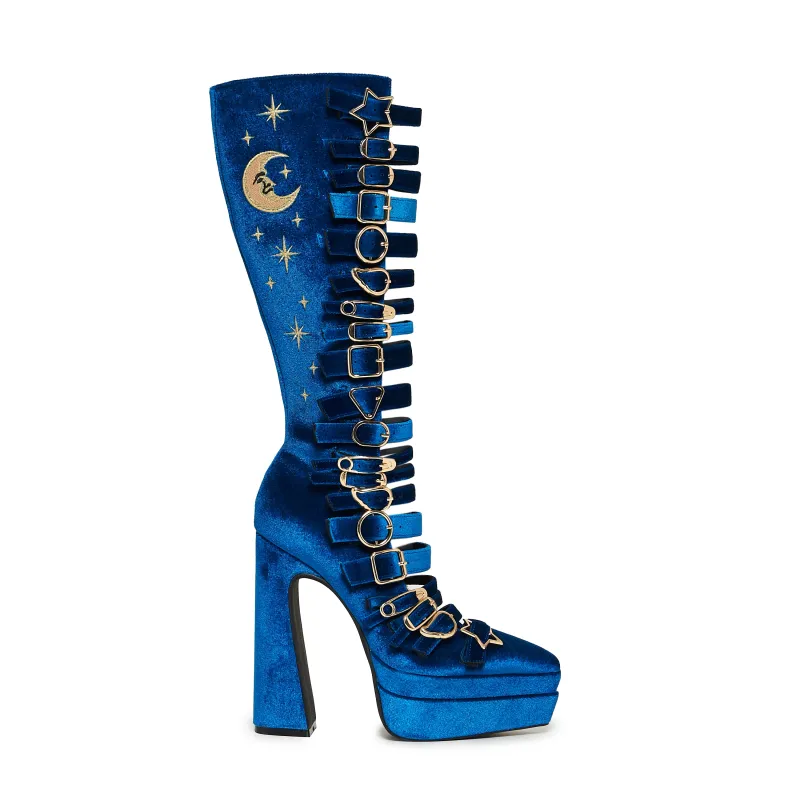 Cyberspace Celestial Long Boots - Blue sold by Koi Footwear