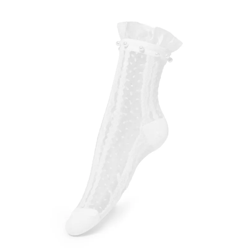 Flutterby Lace Pearl White Socks sold by Koi Footwear