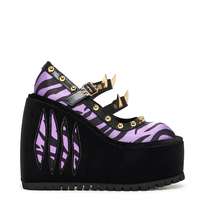 Clawsome Wolf Platform Wedges - Purple sold by Koi Footwear