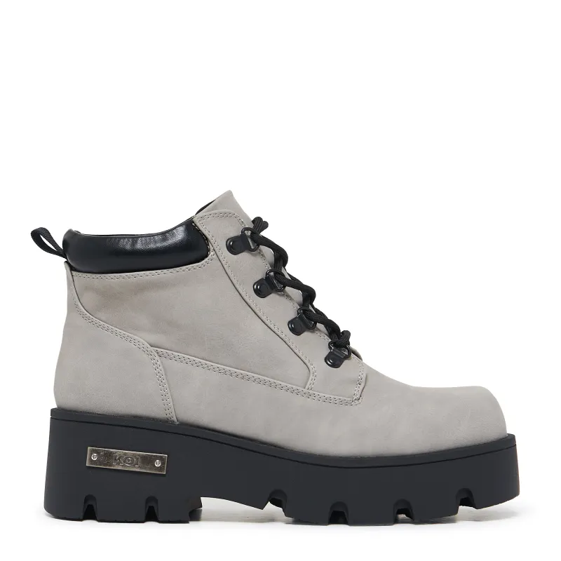 Novus KOI Chunky Lace Up Boots - Grey sold by Koi Footwear