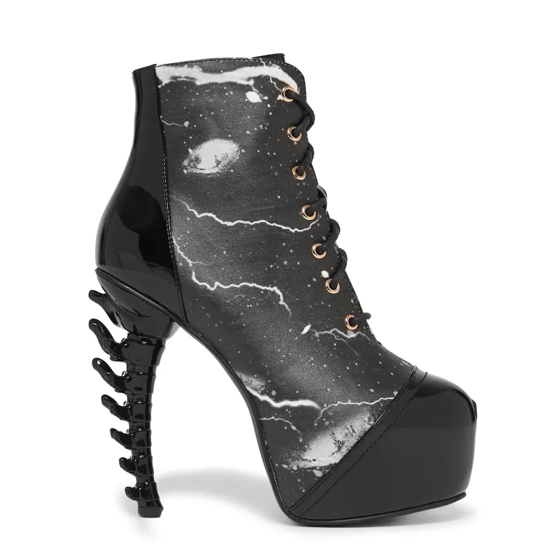 Phantasm Spiny Heel Ankle Boots-Black sold by Koi Footwear