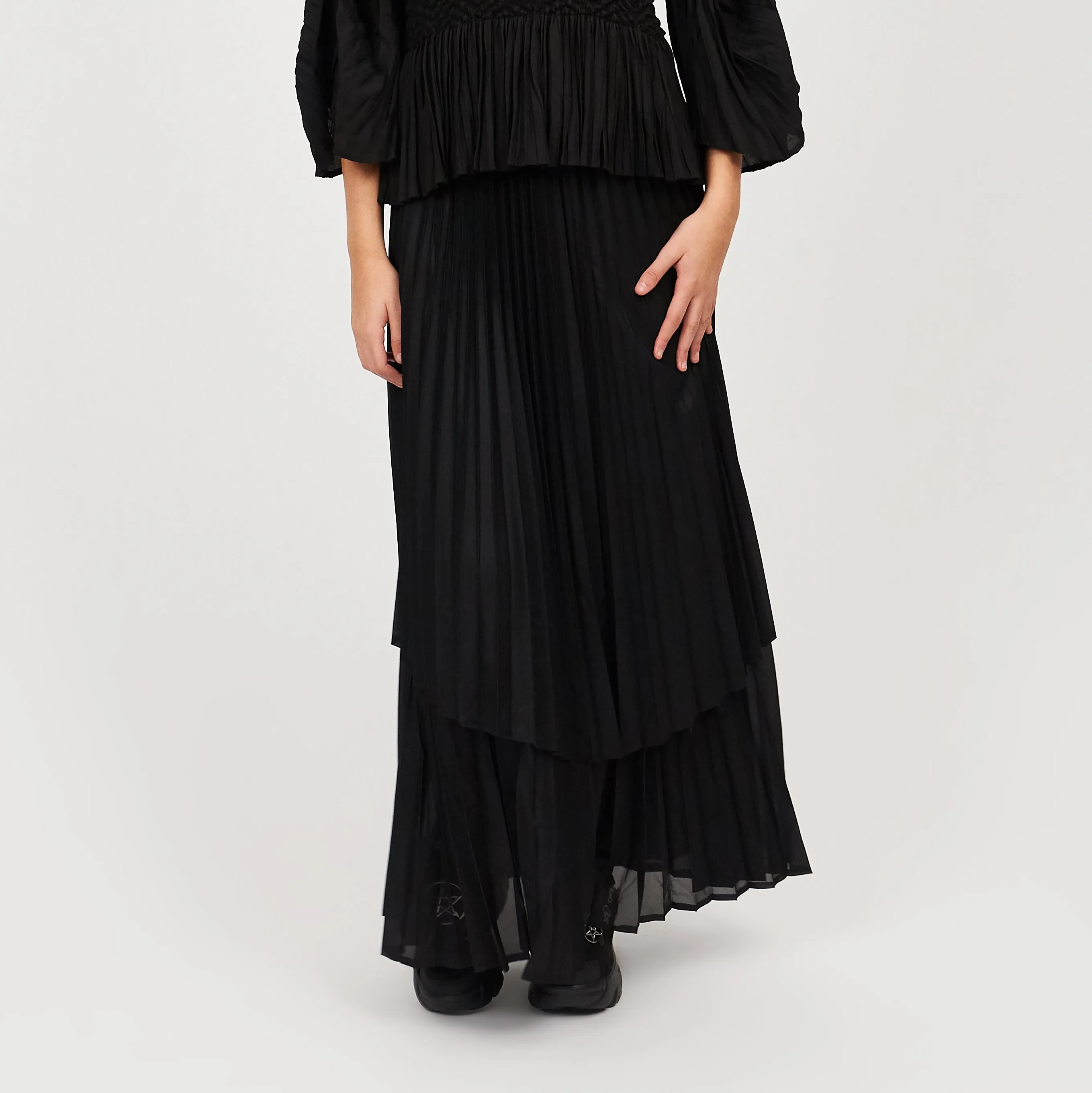 Bespoke Noctura Black Pleated Top and Skirt Co ord- One Size sold by Koi Footwear product image thumbnail 5