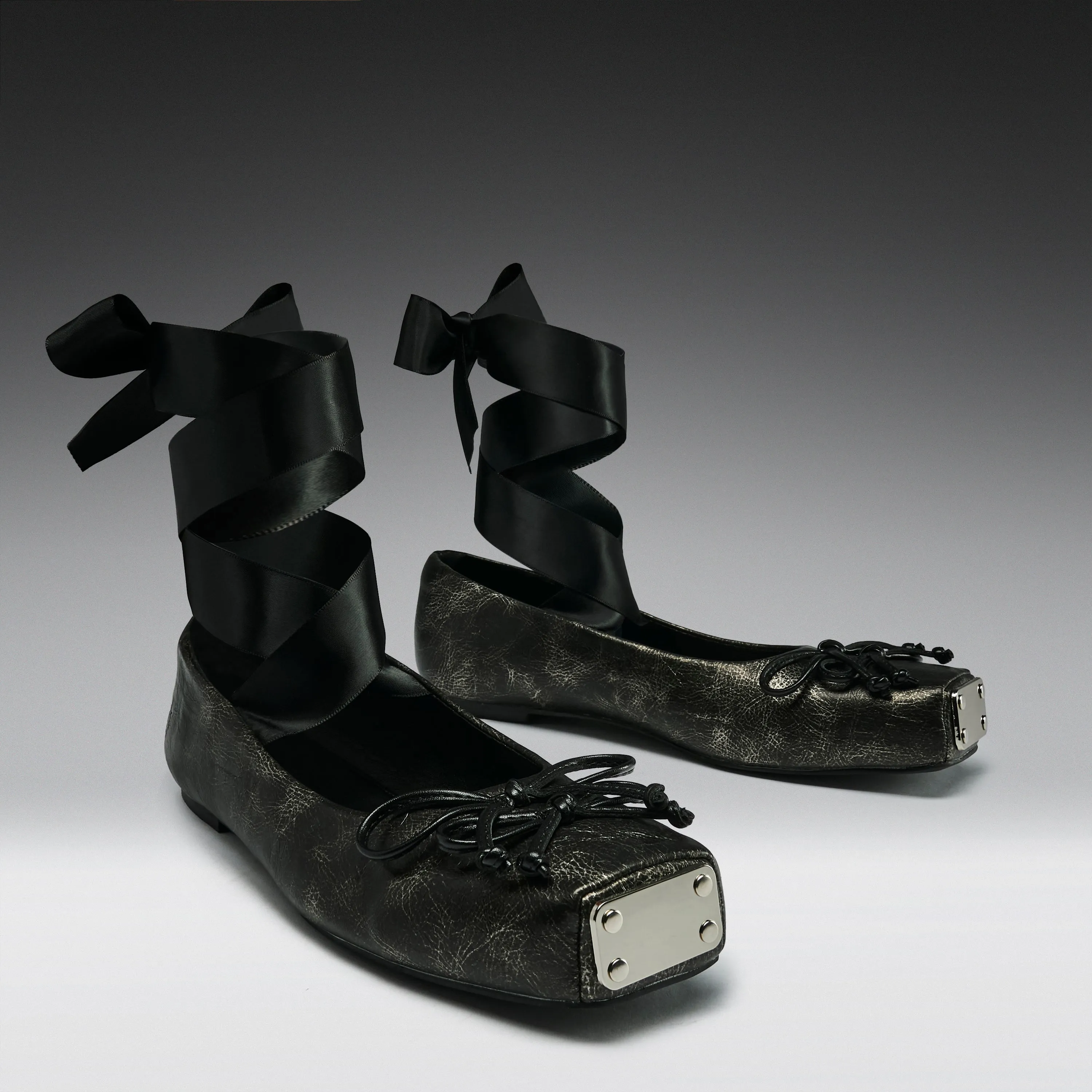 Blithe Metal Toe Ballet Flats- Cracked Grey sold by Koi Footwear