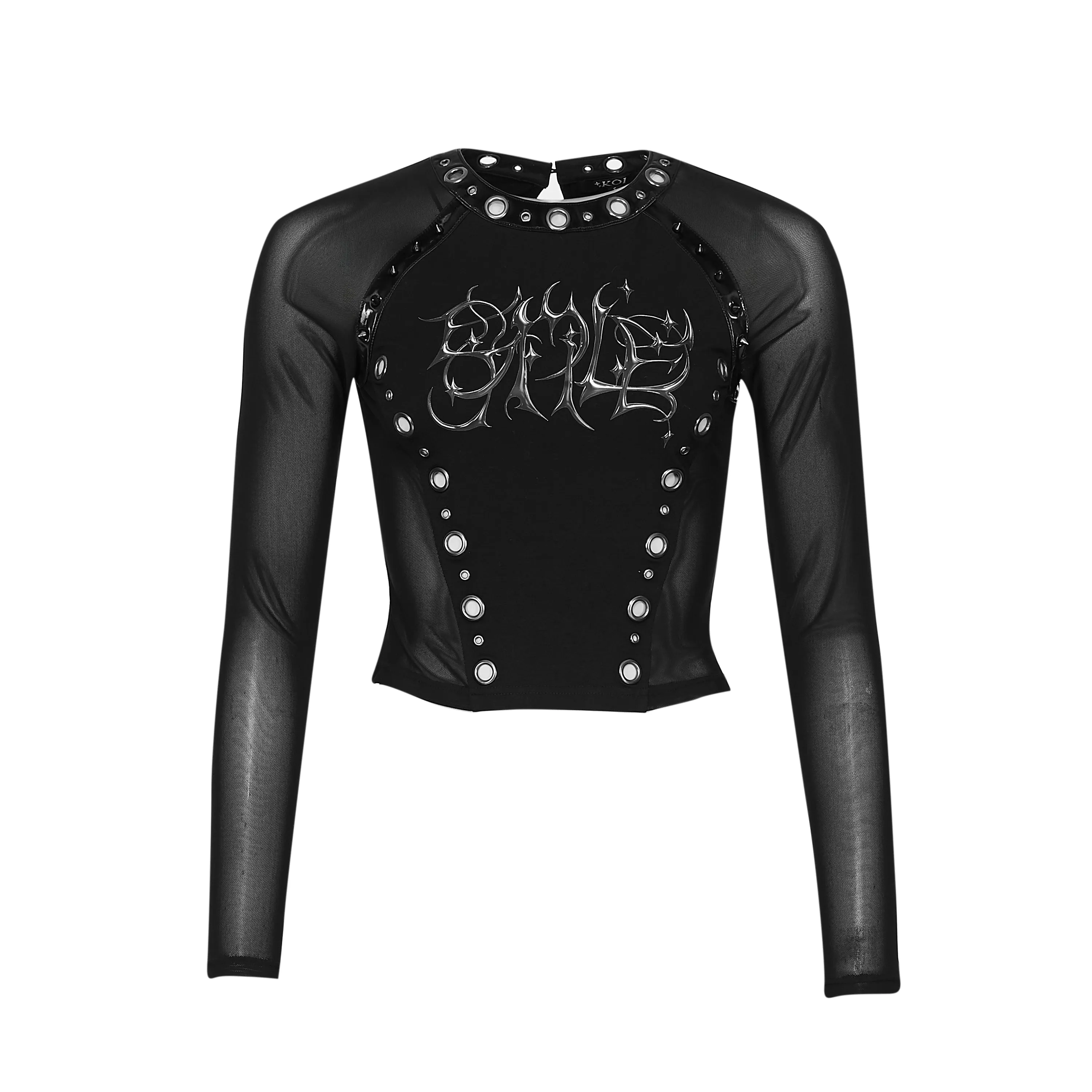 Crypt Studded Long-Sleeved Shirt - Black with Mesh sold by Koi Footwear product image thumbnail 3