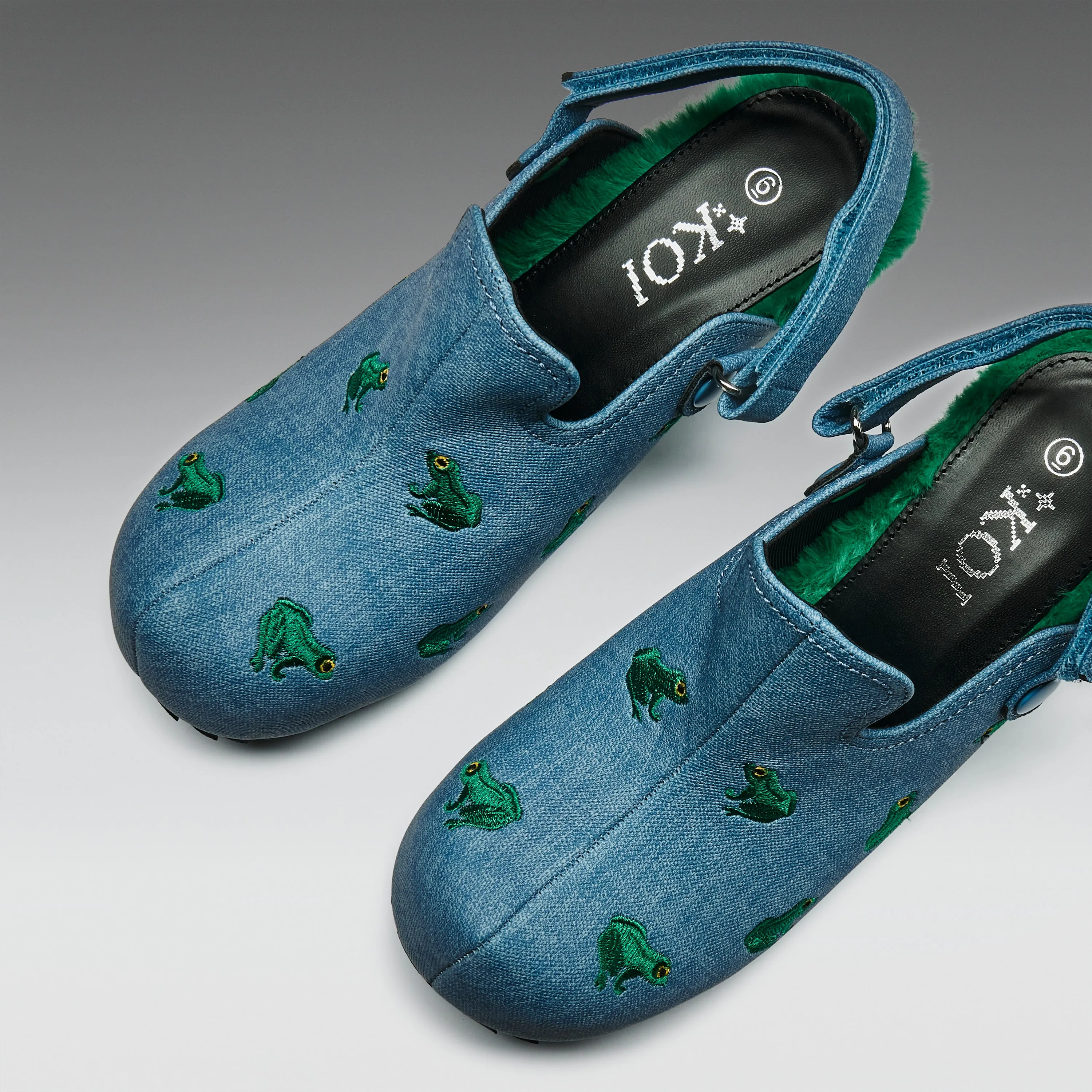 Ribbit Heeled Frog Mules- Denim sold by Koi Footwear product image thumbnail 5