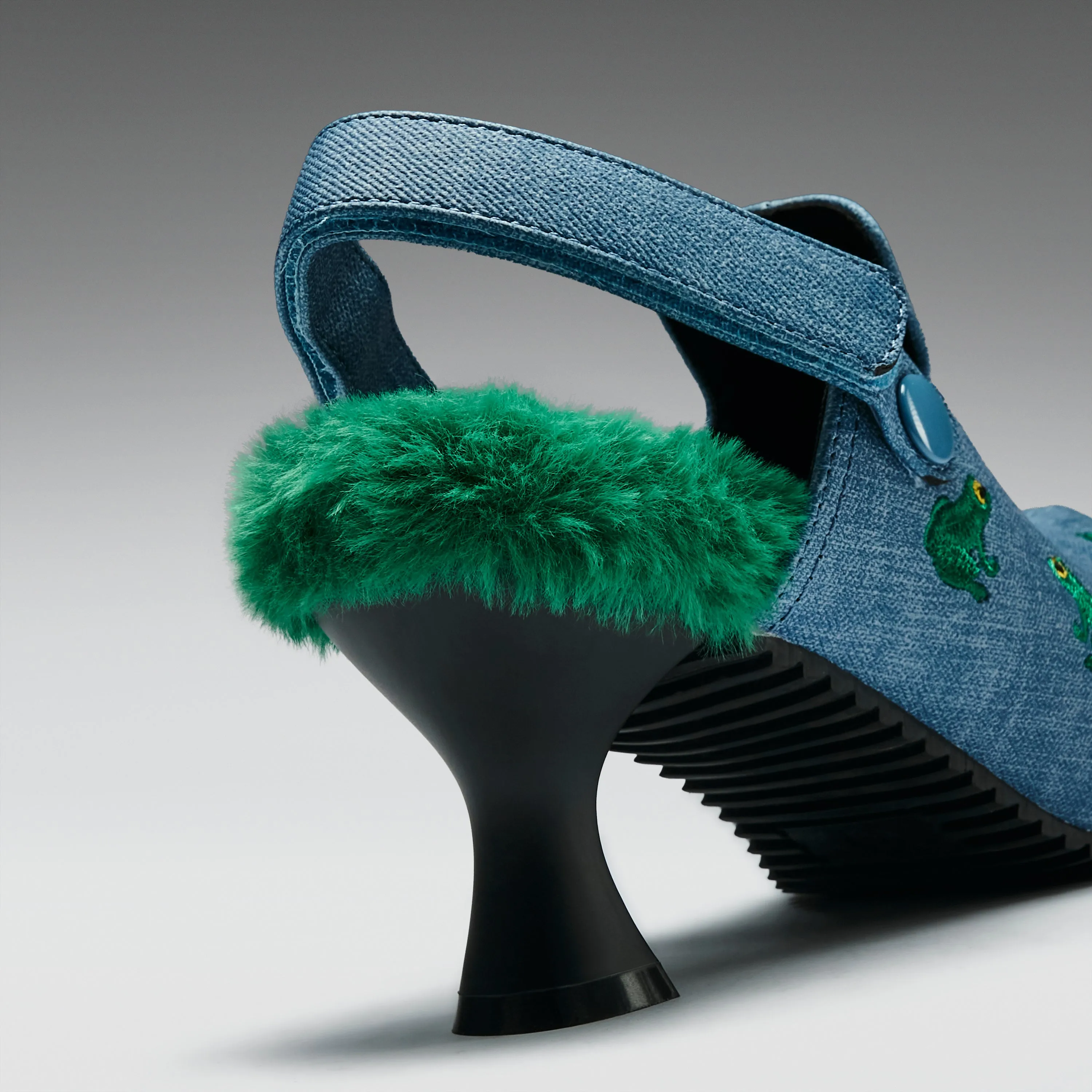 Ribbit Heeled Frog Mules- Denim sold by Koi Footwear product image thumbnail 4