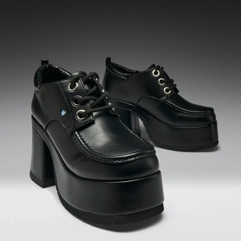 Kinetic Chunky Heeled Shoes-Black made by Koi Footwear