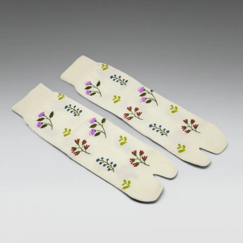 Sultan Floral Cream Tabi Socks made by Koi Footwear