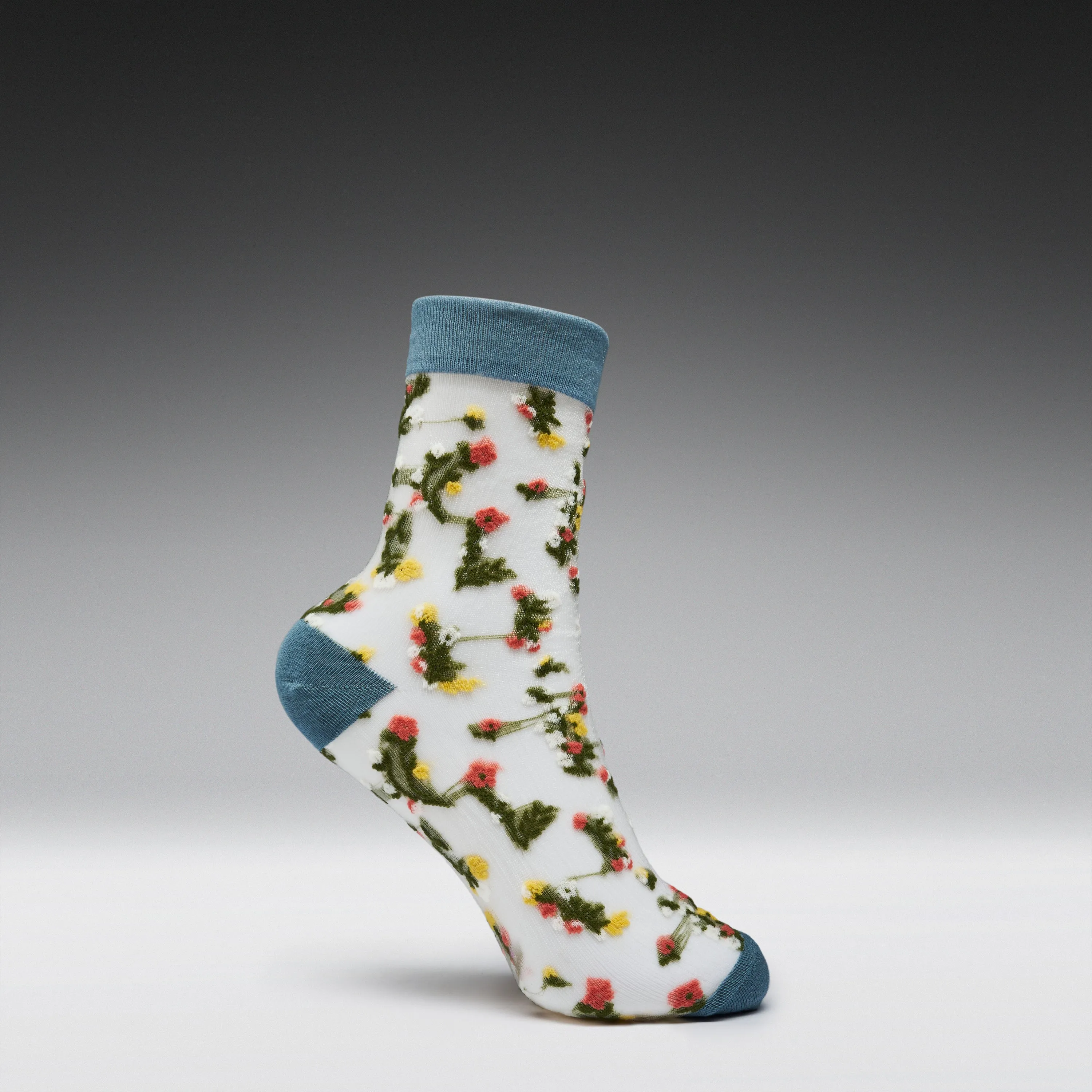 Blossom Blue Floral Sheer Socks sold by Koi Footwear