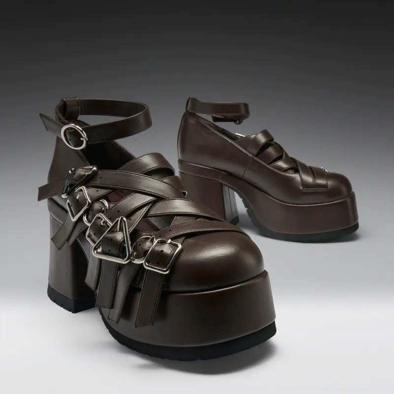 Avalon Strappy Heeled Shoes- Acorn made by Koi Footwear