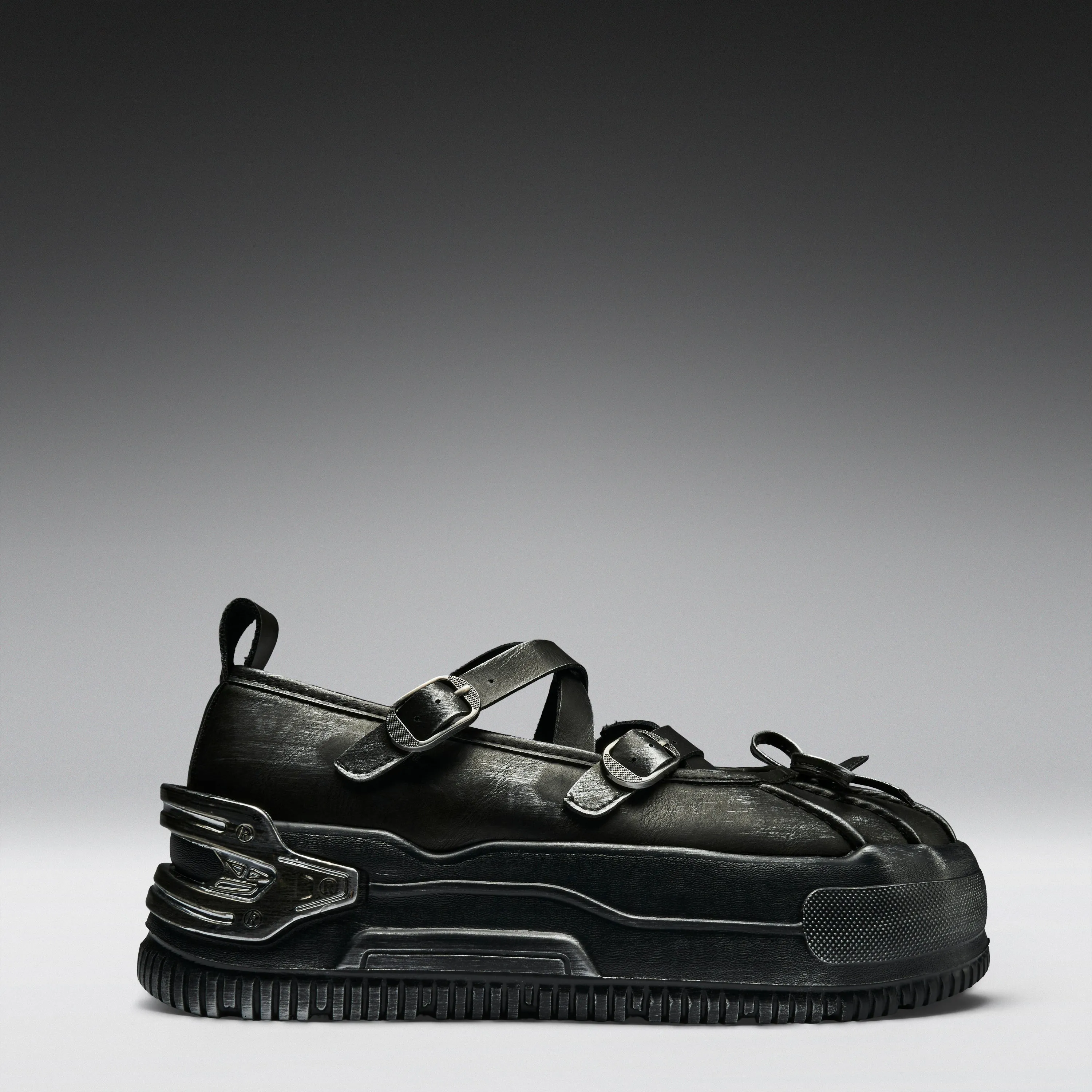 Metamorphosis Distressed Mary Janes- Charcoal sold by Koi Footwear product image thumbnail 2