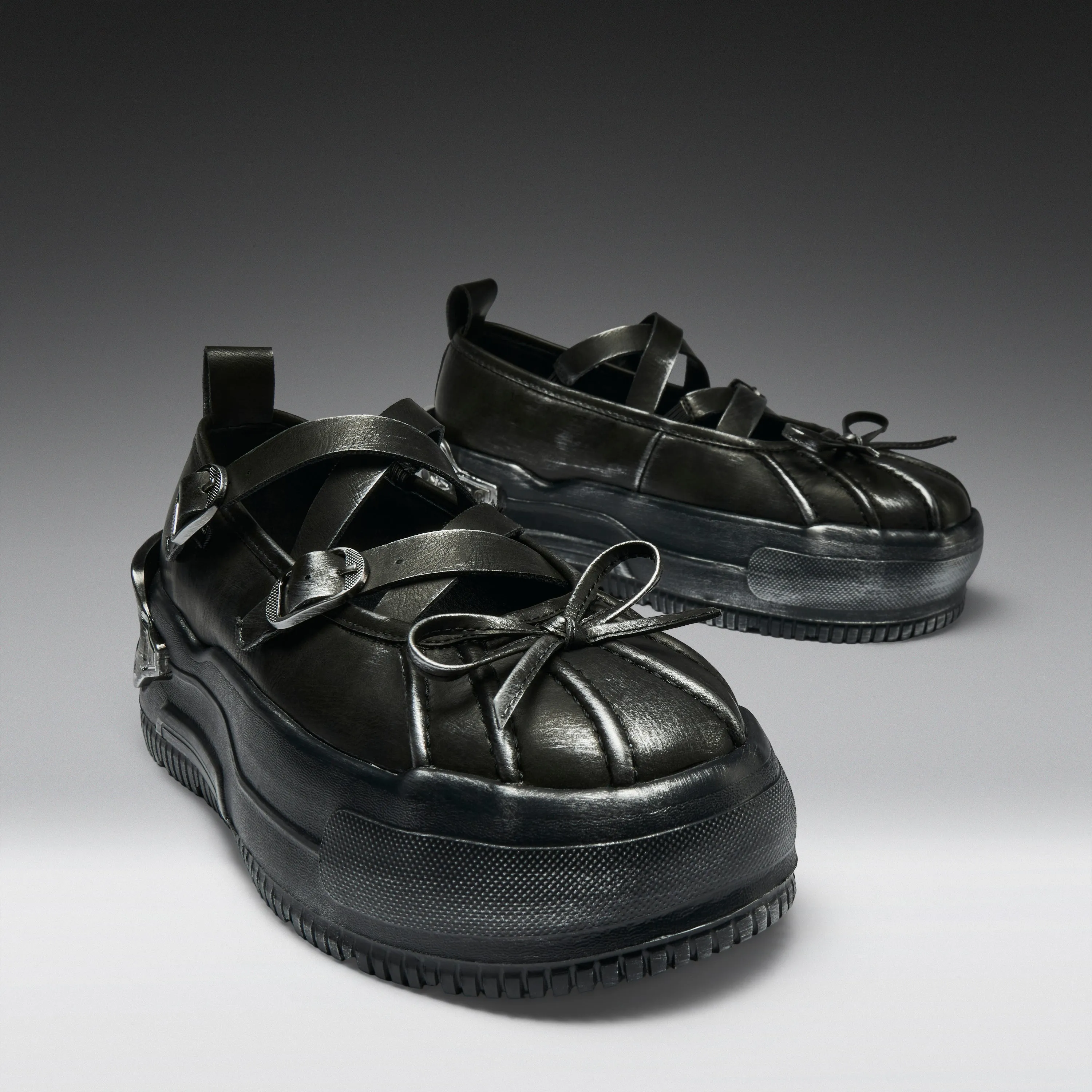 Metamorphosis Distressed Mary Janes- Charcoal sold by Koi Footwear