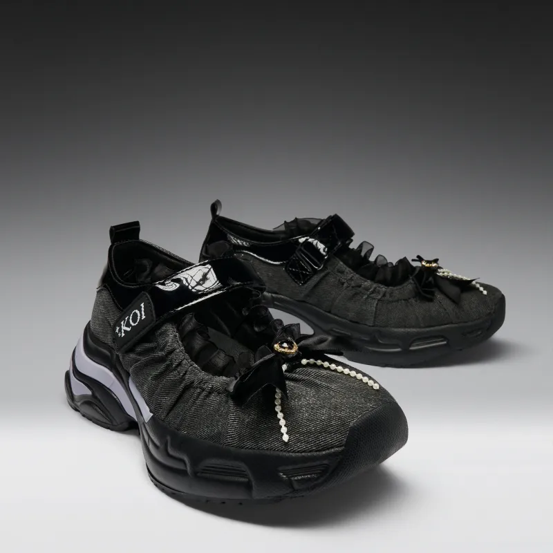 Starlet Ruffle Ballet Mary Janes- Black made by Koi Footwear