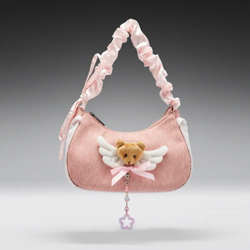 Snuggle Bear Pink Shoulder Bag made by Koi Footwear
